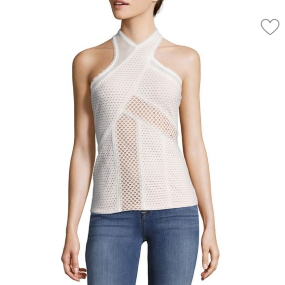 BCBGMAXAZRIA -‎ Katlin Knit Top, White/Nude, Size XXS - Picture 1 of 7